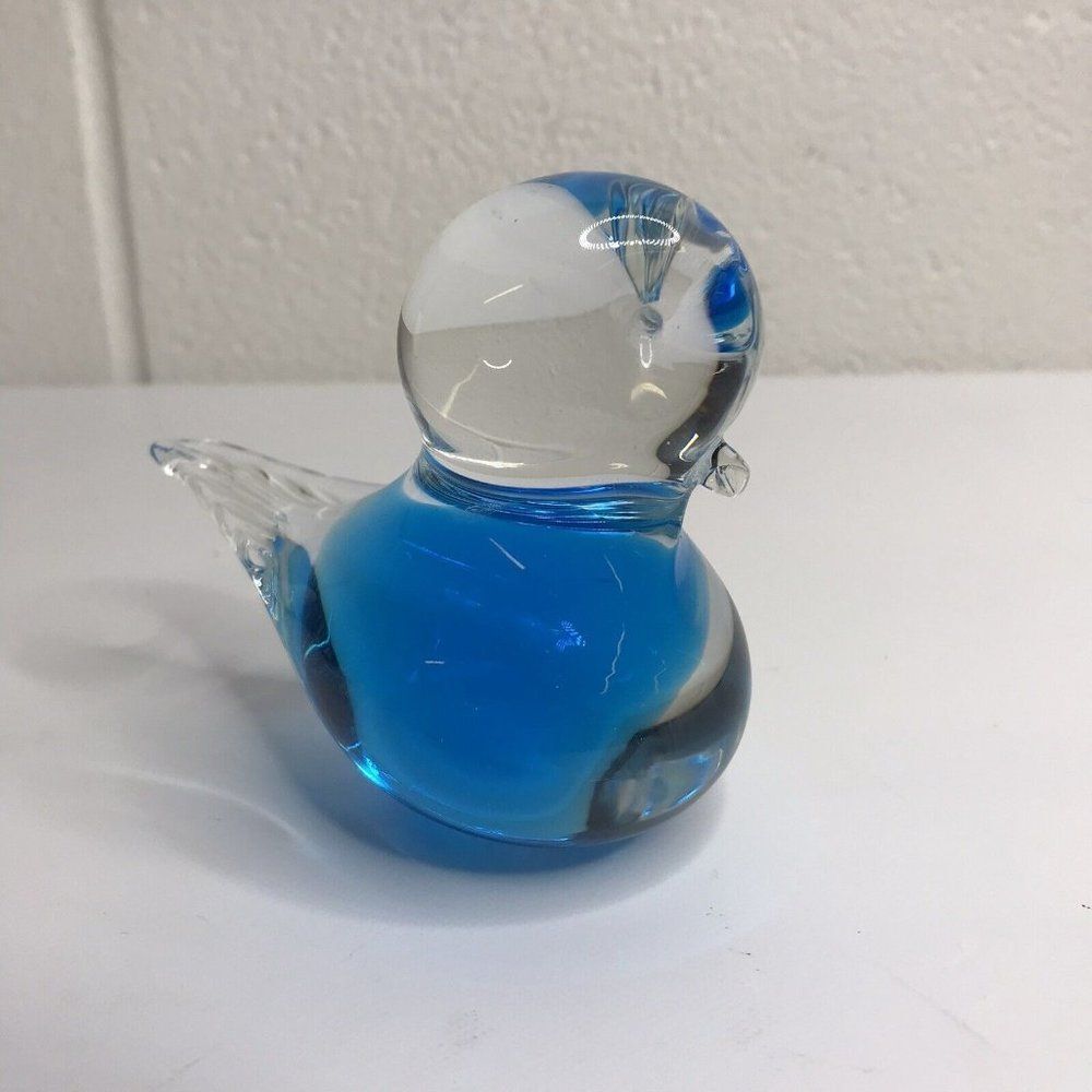 Eneryda Sweden Crystal Bird Clear Head / Blue Body Paperweight Size 4.5x2.5x3.5